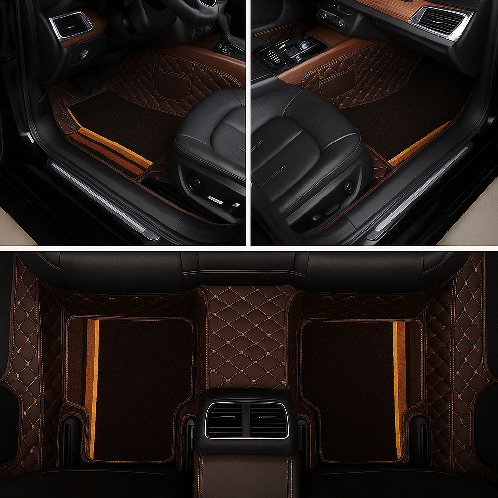 Kit de 4 Alfombrillas y 4 Forros Automotrices Personalizados – Incluye de Regalo una Funda para el Volante